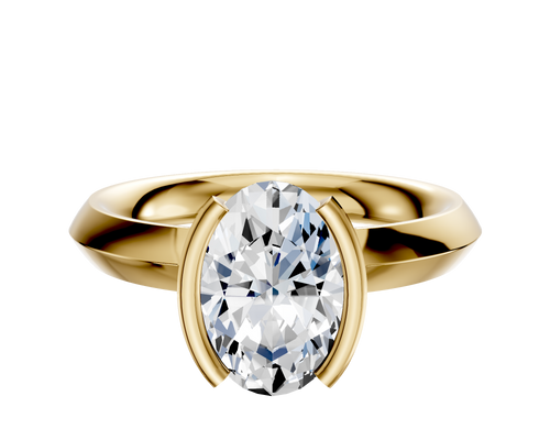 18K Yellow Gold Bezel Half Bezel North/South Classic Knife Edge 3.0mm Engagement Ring