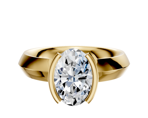 18K Yellow Gold Bezel Half Bezel North/South Classic Knife Edge 4.0mm Engagement Ring