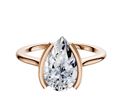 18K Rose Gold Bezel Half Bezel North/South Cathedral Dome 1.5mm Engagement Ring