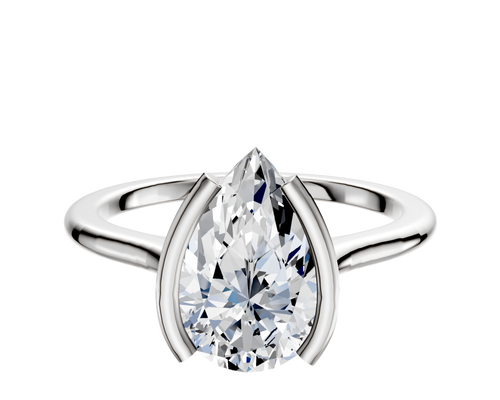 14K White Gold Bezel Half Bezel North/South Cathedral Dome 1.5mm Engagement Ring