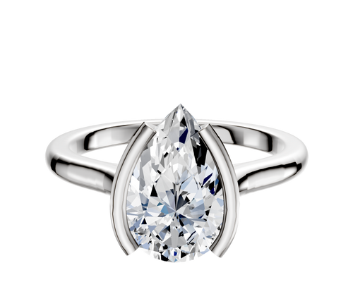 14K White Gold Bezel Half Bezel North/South Cathedral Dome 2.0mm Engagement Ring