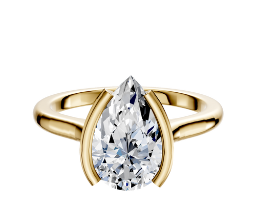 18K Yellow Gold Bezel Half Bezel North/South Cathedral Dome 2.0mm Engagement Ring
