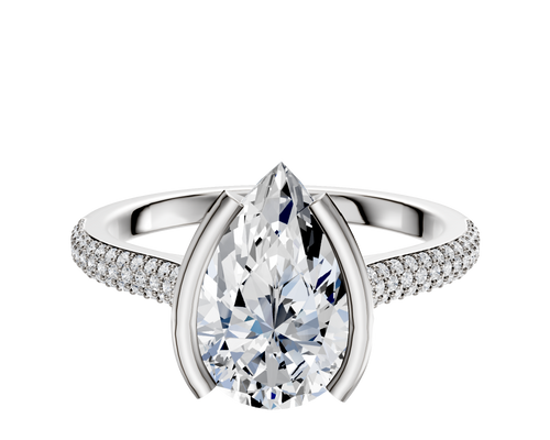 Platinum Bezel Half Bezel North/South Cathedral Dome 3-Row-Pave 2.0mm Engagement Ring