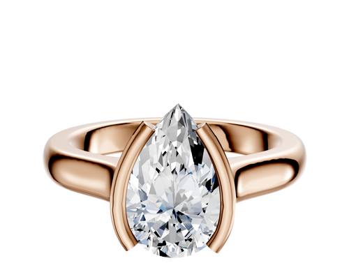 14K Rose Gold Bezel Half Bezel North/South Cathedral Dome 3.0mm Engagement Ring