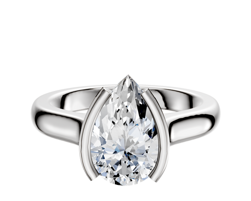 18K White Gold Bezel Half Bezel North/South Cathedral Dome 3.0mm Engagement Ring