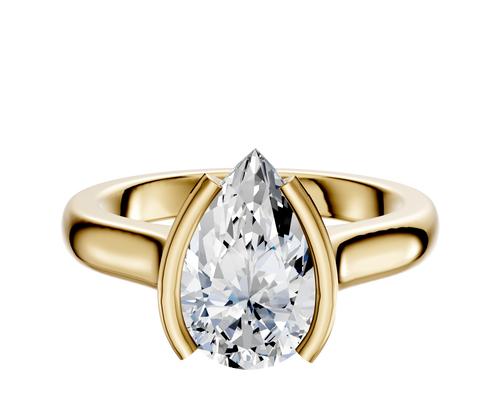 18K Yellow Gold Bezel Half Bezel North/South Cathedral Dome 3.0mm Engagement Ring