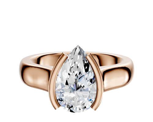 18K Rose Gold Bezel Half Bezel North/South Cathedral Dome 4.0mm Engagement Ring