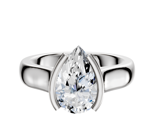 14K White Gold Bezel Half Bezel North/South Cathedral Dome 4.0mm Engagement Ring