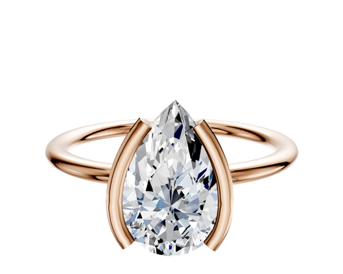 14K Rose Gold Bezel Half Bezel North/South Classic Dome 1.5mm Engagement Ring