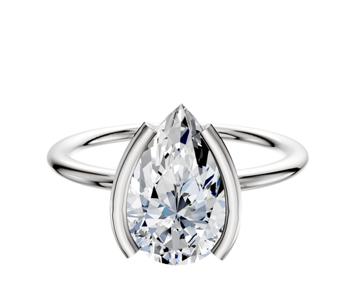 14K White Gold Bezel Half Bezel North/South Classic Dome 1.5mm Engagement Ring