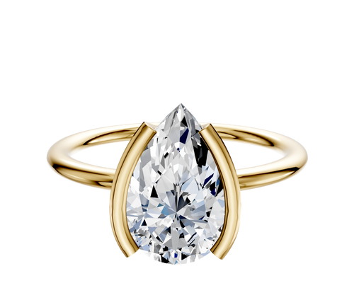 14K Yellow Gold Bezel Half Bezel North/South Classic Dome 1.5mm Engagement Ring