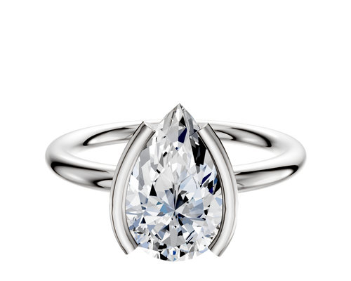 Platinum Bezel Half Bezel North/South Classic Dome 2.0mm Engagement Ring