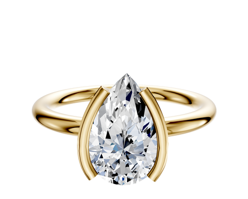 14K Yellow Gold Bezel Half Bezel North/South Classic Dome 2.0mm Engagement Ring