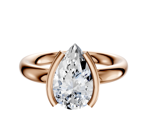 18K Rose Gold Bezel Half Bezel North/South Classic Dome 3.0mm Engagement Ring