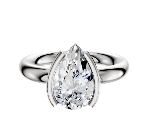 Platinum Bezel Half Bezel North/South Classic Dome 3.0mm Engagement Ring
