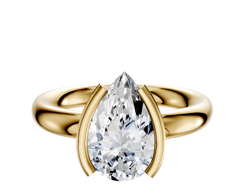 18K Yellow Gold Bezel Half Bezel North/South Classic Dome 3.0mm Engagement Ring