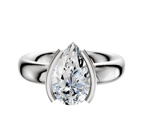 Platinum Bezel Half Bezel North/South Classic Dome 4.0mm Engagement Ring