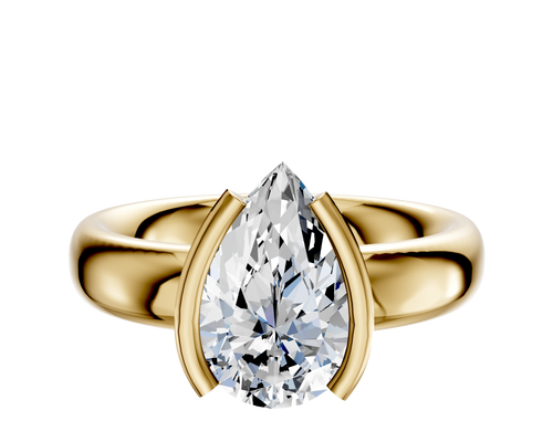 18K Yellow Gold Bezel Half Bezel North/South Classic Dome 4.0mm Engagement Ring