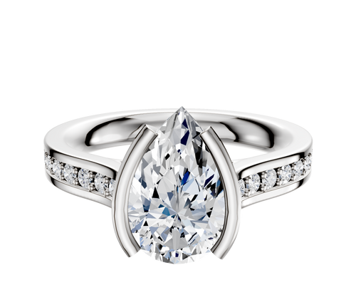 Platinum Bezel Half Bezel North/South Cathedral Flat 1-Row-Pave 2.5mm Engagement Ring
