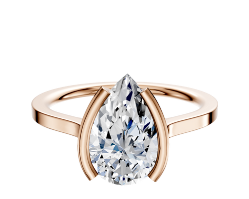 18K Rose Gold Bezel Half Bezel North/South Cathedral Flat 1.5mm Engagement Ring