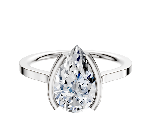 18K White Gold Bezel Half Bezel North/South Cathedral Flat 1.5mm Engagement Ring