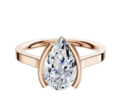 18K Rose Gold Bezel Half Bezel North/South Cathedral Flat 2.0mm Engagement Ring