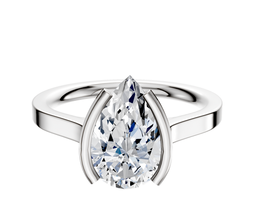 14K White Gold Bezel Half Bezel North/South Cathedral Flat 2.0mm Engagement Ring