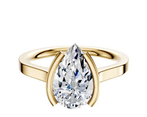 14K Yellow Gold Bezel Half Bezel North/South Cathedral Flat 2.0mm Engagement Ring