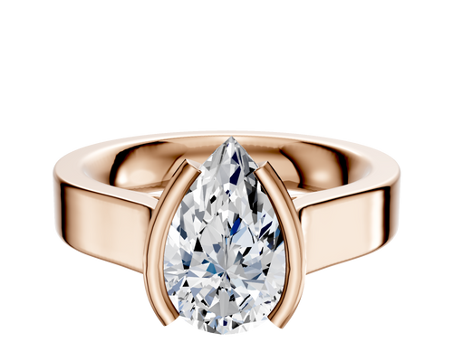 14K Rose Gold Bezel Half Bezel North/South Cathedral Flat 4.0mm Engagement Ring