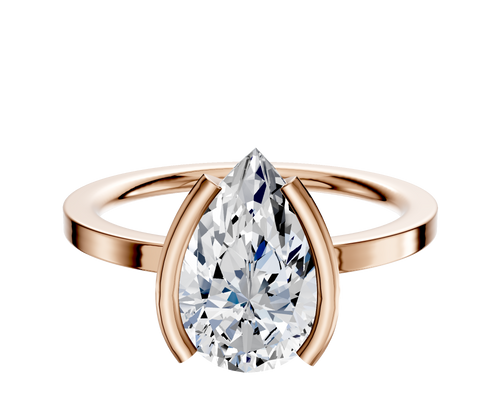 14K Rose Gold Bezel Half Bezel North/South Classic Flat 1.5mm Engagement Ring