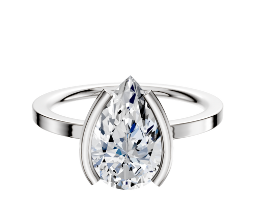 14K White Gold Bezel Half Bezel North/South Classic Flat 1.5mm Engagement Ring