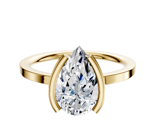 18K Yellow Gold Bezel Half Bezel North/South Classic Flat 1.5mm Engagement Ring
