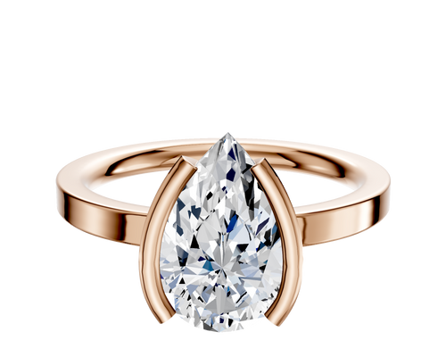 14K Rose Gold Bezel Half Bezel North/South Classic Flat 2.0mm Engagement Ring
