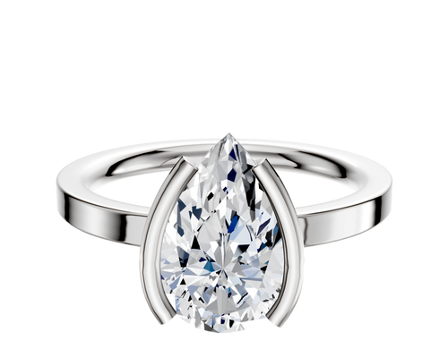 18K White Gold Bezel Half Bezel North/South Classic Flat 2.0mm Engagement Ring