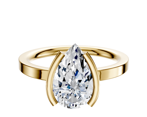 18K Yellow Gold Bezel Half Bezel North/South Classic Flat 2.0mm Engagement Ring