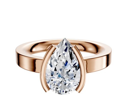 18K Rose Gold Bezel Half Bezel North/South Classic Flat 3.0mm Engagement Ring