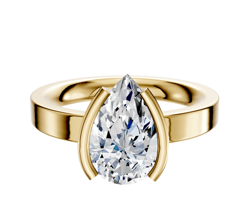 18K Yellow Gold Bezel Half Bezel North/South Classic Flat 3.0mm Engagement Ring