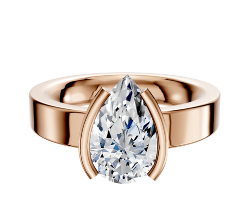 18K Rose Gold Bezel Half Bezel North/South Classic Flat 4.0mm Engagement Ring