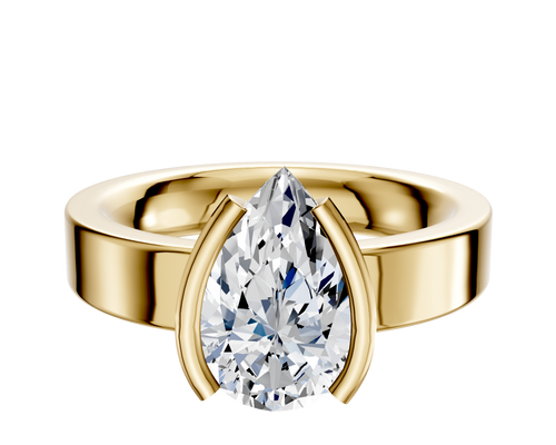 18K Yellow Gold Bezel Half Bezel North/South Classic Flat 4.0mm Engagement Ring