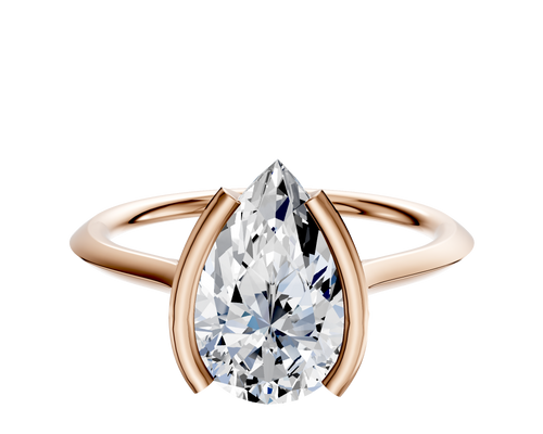 14K Rose Gold Bezel Half Bezel North/South Cathedral Knife Edge 1.5mm Engagement Ring