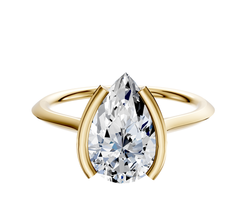 18K Yellow Gold Bezel Half Bezel North/South Cathedral Knife Edge 1.5mm Engagement Ring