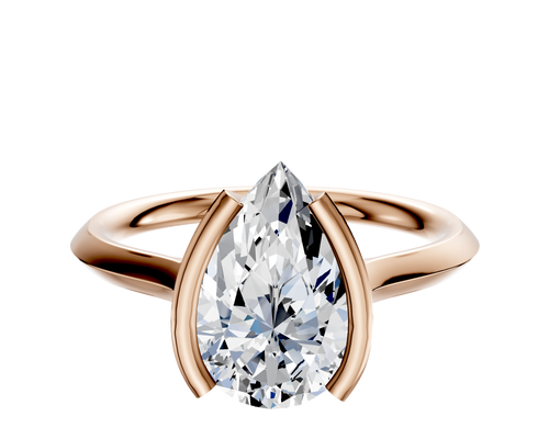 14K Rose Gold Bezel Half Bezel North/South Cathedral Knife Edge 2.0mm Engagement Ring
