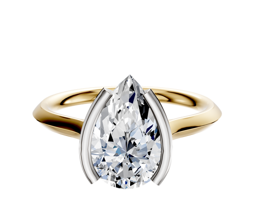 18K Two Tone Bezel Half Bezel North/South Cathedral Knife Edge 2.0mm Engagement Ring