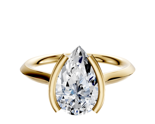 18K Yellow Gold Bezel Half Bezel North/South Cathedral Knife Edge 2.0mm Engagement Ring