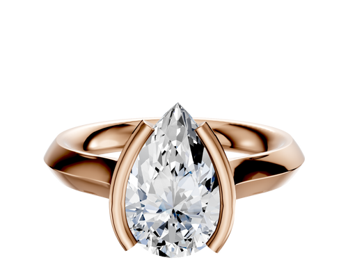 18K Rose Gold Bezel Half Bezel North/South Cathedral Knife Edge 3.0mm Engagement Ring