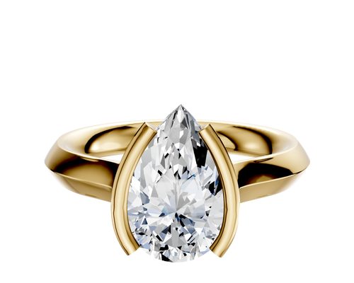 18K Yellow Gold Bezel Half Bezel North/South Cathedral Knife Edge 3.0mm Engagement Ring