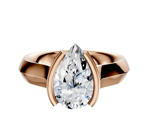 18K Rose Gold Bezel Half Bezel North/South Cathedral Knife Edge 4.0mm Engagement Ring