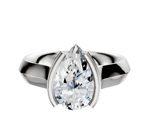 18K White Gold Bezel Half Bezel North/South Cathedral Knife Edge 4.0mm Engagement Ring