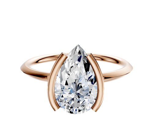 18K Rose Gold Bezel Half Bezel North/South Classic Knife Edge 1.5mm Engagement Ring