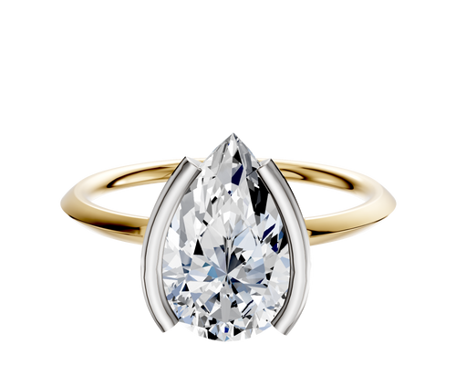 14K Two Tone Bezel Half Bezel North/South Classic Knife Edge 1.5mm Engagement Ring